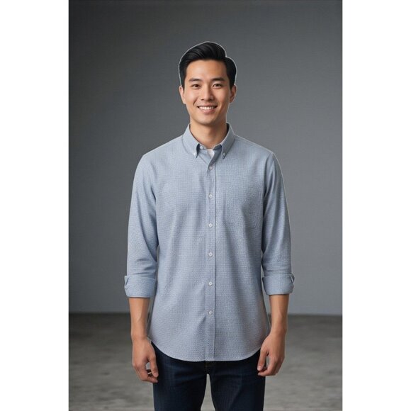 Daniel Cremieux Signature Non-Iron Button Down Shirt XL Blue Micro Check - Picture 1 of 7